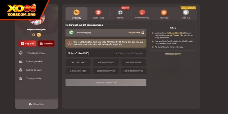 Giới thiệu không thể bỏ qua nạp tiền XO88